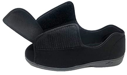 Chaussures extra larges unisexes entièrement réglables. Convient pour les pieds délicats, bandés ou gonflés. Tige textile. Semelle en caoutchouc Alberola. Couleur : noir, Noir , 46 EU XX-Ancho