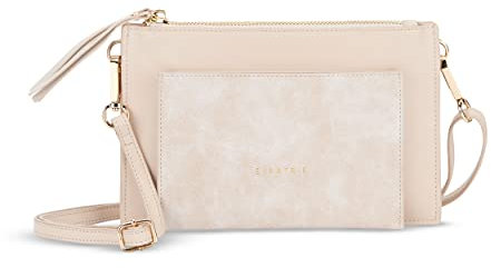 Expatrié Umhängetasche Damen Beige - Isabelle - Elegante Clutch und Crossbody Bag mit abnehmbarem Schultergurt - Flache und Kleine Handtasche für Hochzeit & Ausgehen