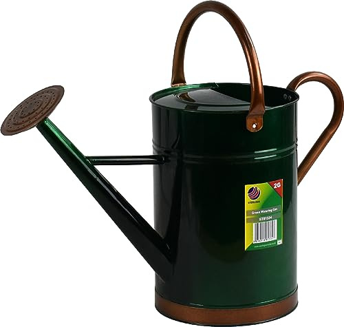 2 Gallons Galvanised Steel Watering Can Gloss Finished 9L (Green)