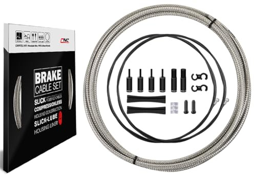 CNC Road Bike Brake Cable Kit,Universal Brake Cable Housing Coated Braided & Teflon Inner line For Bicycle Road Bike(Black/Gold/Silver/Titanium silver)