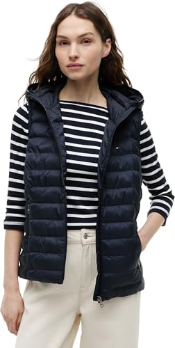 Tommy Hilfiger Chaleco Mujer Padded Global Stripe Vest sin mangas, Azul (Desert Sky), 46