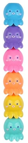 SagaSave Highlighters pennkit, 5 st stapelbara Kawaii bläckfiskformade överstrykningspennor, söta miniöverstrykningspennor för studenter skola och kontor
