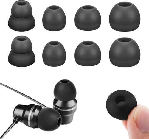 Nayyana Lot de 4 paires d'embouts de rechange en silicone souple pour la plupart des écouteurs - 4 tailles - S/M/L/D - Noir