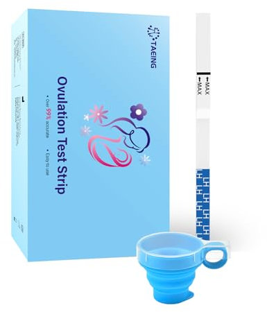 TAEING Ovulationstest für Frauen – 30x LH Teststreifen mit 25 mIU/ml Sensitivität zur Eisprungbestimmung, Fruchtbarkeitstest inkl. faltbarem Urinbecher