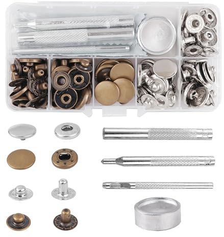 BOBOZAN Snaps Fasteners 12.5 mm x30 Sets-No Sew Press Popper Studs Tool Kits -2-Color for Leather, Clothing, Purse, Jackets, Jeans, Bags-Rust-Proof and Durable, Dry-cleanable and Machine-Washable