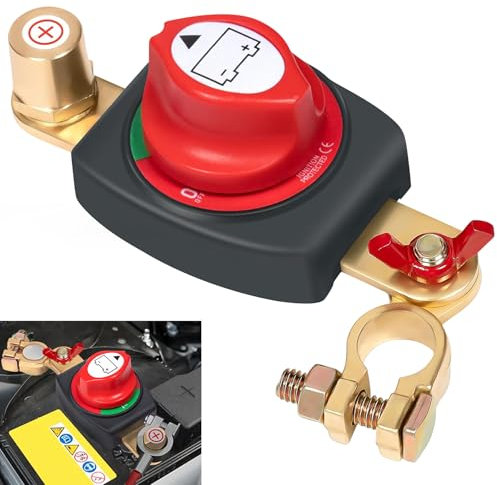TZEKING Interruttore Stacca Batteria Polo Positivo,Regolabile 180° Interruttore di Separazione Della Batteria,Interruttore a Batteria per Auto,Batteria Tagliato Interruttore,per Auto,Moto,Roulotte