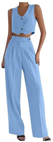 Ensemble de Pantalons Courts 2 pièces pour Femmes Ensemble sans Manches Blazer Couleur Unie Gilet Haut Top et Pantalon Unie Tailleur Décontracté D'été Tenue de Plage Survêtement 2pcs