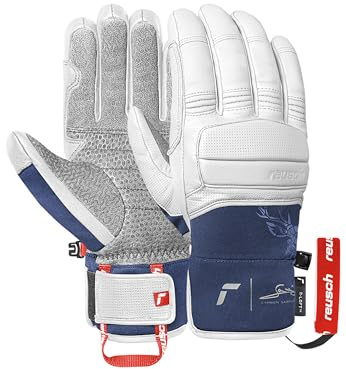 Reusch Cyprien Sarrazin Guanti da sci unisex, impermeabili e antivento, con pelle di capra, imbottitura alla caviglia e alle dita, caldi, traspiranti, robusti
