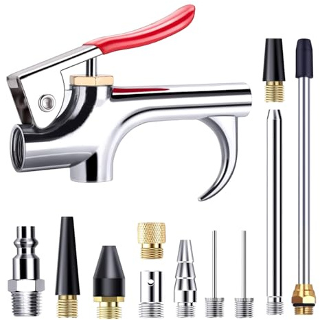 Conjunto de pistola de soplado de boquilla de aire 13pcs Kit de conexión de conexión rápida 1/4in Accesorios de compresor de aire con múltiples boquillas para herramientas de garaje de limpieza
