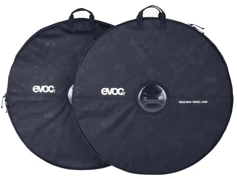 EVOC Road Bike Wheel Case - Reinforced Axle Protection for Bicycle Travel, Durable Black Hard Case with Carry Handles PRO Bike Bag Compatibility