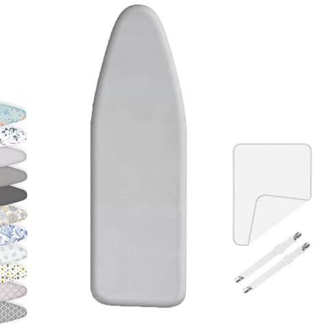 OPOLDBDMAC Strykjärnsöverdrag Med Vaddering 110x35cm 120x40cm Värmebeständigt Bomullsöverdrag För Strykbräda, Ersättningsskydd, Fläckresistent Strykunderlag(Silver,122x38cm/48x15in)