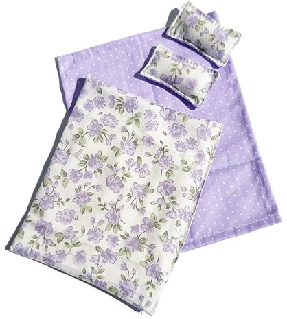 CAZSTYK Realistic Doll House Bedroom Bedding Set with Print Sheet Pillow Quilt for 1/12 Doll House Craft Model Project Display Miniature Bedding Set