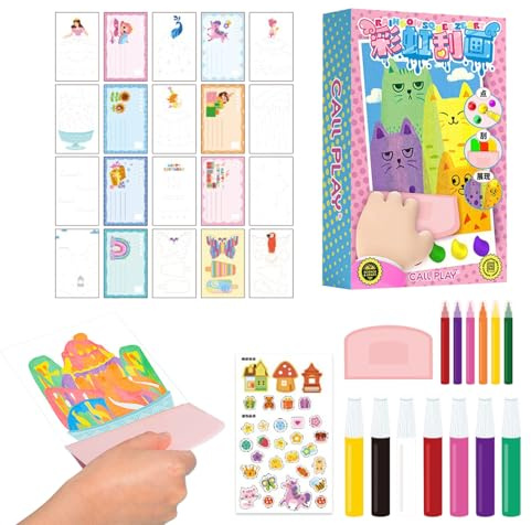 Kit Per Pittura Da Grattare - Set Di Carta Per Pittura A Pois Colorati, Arte Con Racla Per Bambini | Divertente Attività Di Apprendimento Creativo, Funzionalità Durevole E Facile Da Usare, Libri D'art