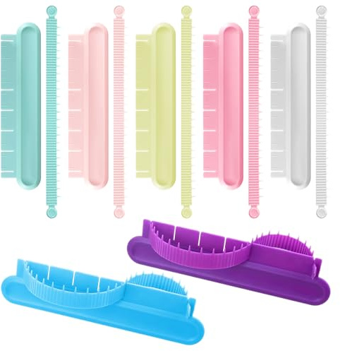 Huakaile 7 Packs Adjustable Cake Arch Guide Tool with Graduated Scale, Fondant Flip Cake Arc Ruler Marker Stencil, Swag Templates Measure Aid Divider (Multi-Color)