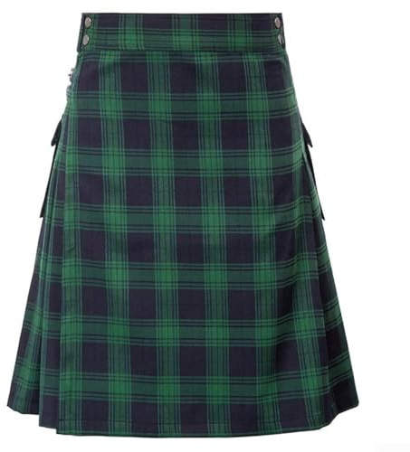 Kilt scozzese da uomo, 4,5 m, per tradizionale gonna a pieghe in tartan casual con tasche, 4 colori, per eventi, festival e costumi (XL verde)
