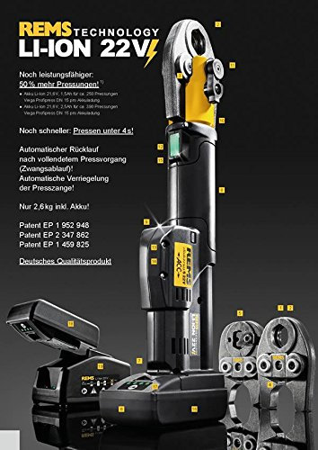 Rems Mini Press S 22V Pressmaschine mit 3 Pressbacken 10017963