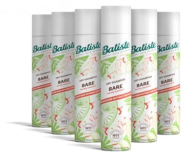 Batiste Dry Shampoo Bare - Clean & Light Fragrance - Instant Hair Refresh - Pack of 6 x 200 ml Spray
