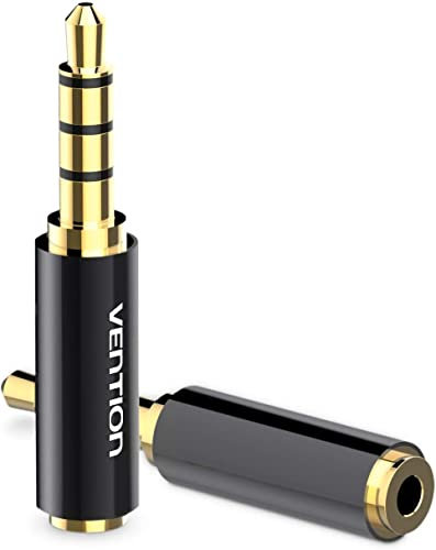 VENTION Jack da 2,5 mm femmina a 3,5 mm maschio jack stereo da 3,5 mm in metallo stereo completo per cuffie audio adattatore per cuffie connettore convertitore supporto funzione MIC(2 pezzi)