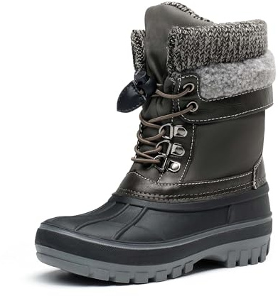 DREAM PAIRS Snöstövlar för pojkar, flickor, vattentåliga, utomhus, varm, mysig, halkskydd, mitten av vaden fuskpälsfoder, isolerade vinterskor för små/stora barn