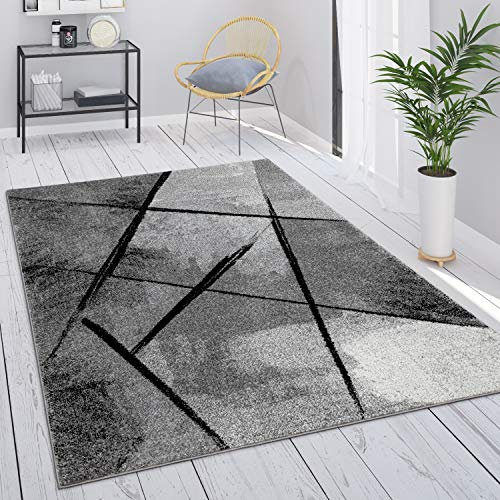 Paco Home Teppich Wohnzimmer Vintage Kurzflor Schlafzimmer Geometrisches Design Modern, Grösse:120x170 cm, Farbe:Grau 2