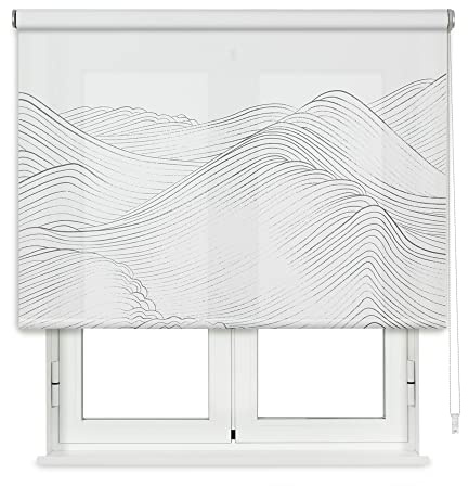 VIEWTEX | Estor Enrollable Traslúcido Estampado Waves Blanco 120 X 250cm |Estores para Puertas y Ventanas | Fabricado en España | Garantia 5 años