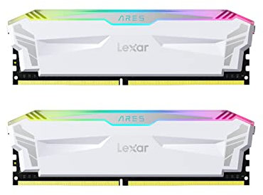 Lexar ARES RGB DDR4 RAM 16GB Kit (8GB x 2) 4000 MHz, DRAM 288-Pin U-DIMM Desktop Memory, XMP 2.0 Hochleistungs Arbeitsspeicher, CL18-22-22-42, PC4-32000, Weiß (LD4EU008G-R4000GDWA)