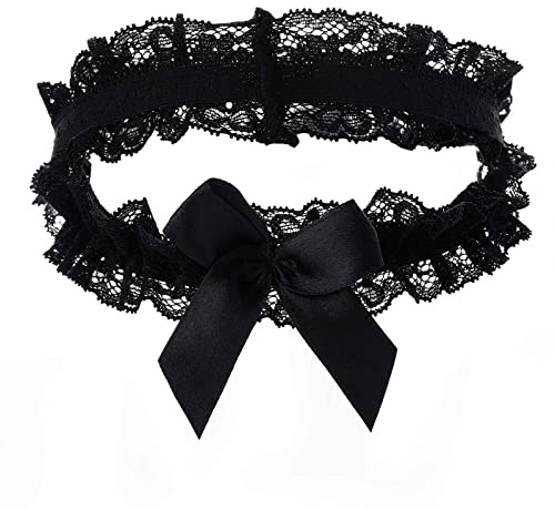 Florry Sexy Wedding Bridal Garter Black Lace Women Garter Belt for Bride Tossing Thigh Garters Bowknot Elastic Leg Ring for Party Prom Birthday (Black)