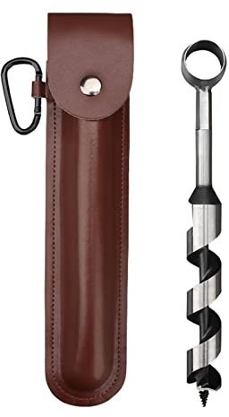 Bushcraft Handbohrer Mit Ledertasche, Manueller Schneckenbohrer, Handbohrer, Schneckenbohrer Für Die Holzbearbeitung, Für Bushcraft Camping, Überlebenswerkzeug Im Freien