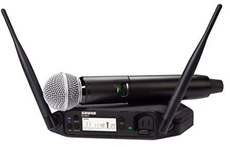 Shure GLXD24+/SM58 Microfono wireless digitale professionale per chiesa, karaoke, voci, durata batteria 12 ore, raggio 30m, Microfono vocale a mano SM58, ricevitore singolo canale