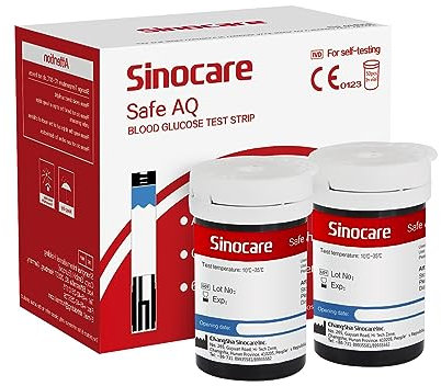 sinocare Blood Sugar Test Strips 50pcs, Without Lancing Devices, Only Applicable to Safe AQ Smart Blood Glucose Monitor and Safe AQ Voice Blood Glucose Monitor