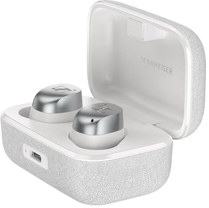 Sennheiser Consumer Audio MOMENTUM True Wireless 4 Smart Headphones with Bluetooth 5.4, Crystal Clear Sound, Comfortable Design, 30 Hour Battery Life, Adaptive ANC, LE and Auracast, White