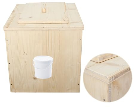 Mes Toilettes Sèches Toilette sèche en Bois, livré monté avec Seau 20L Plastique - Bord Droit - Fabrication Française - N1
