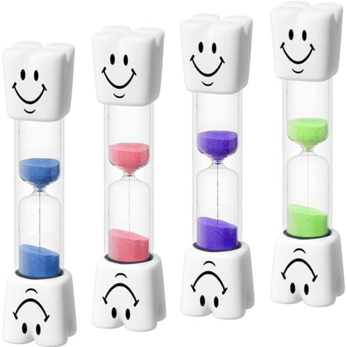 TBUQNZA 4er Set Sanduhr für Kinder, 3 Minuten Timer, Saugnapf, Küchentimer, Toys Sanduhren mit Saugnapf