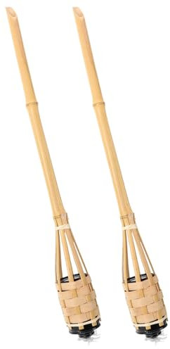 Homoyoyo Torce Di Bambù Luau 2 Pezzi Torcia Da Torcia Da Patio Torce Da Giardino In Rattan Intrecciato A Mano Lampada A Olio Illuminazione Decorativa Per Decorazioni