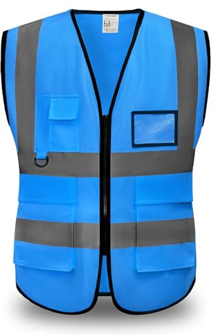 YUANVEST säkerhetsvästar varningsväst, hög synlighet reflekterande säkerhetsväst, 2-tums reflekterande ränder hög synlighet väst, uppfyller ANSI/ISEA standarder, blå, XL