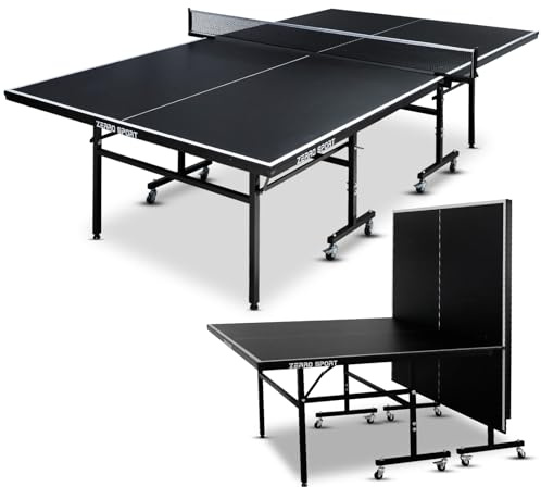 ZERRO Tavolo Ping Pong Pieghevole Interno, MDP spesso 15 mm, 274 * 152.5 * 76cm, Dimensioni Standard Internazionali, con Rete, Nero