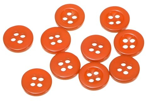 sourcing map 10pcs 18L Sewing Buttons 15/32(11.5mm) Resin Round Flat 4-Hole Craft Replacement Buttons for Sewing Shirt Clothing and DIY, Orange