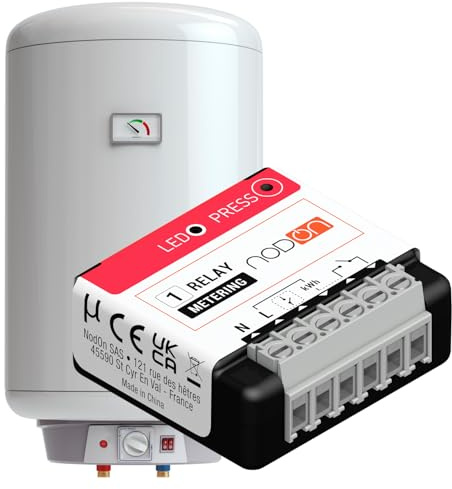NodOn - Module Zigbee Multifonction avec Mesure Consommation Energie - Contact Sec Zigbee - 14A - Pilotage Chaudière, Chauffe-eau, Radiateur - Compatible Home Assistant, Homey, SmartThings, Jeedom