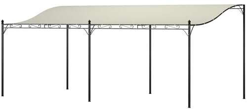 Outsunny Pérgola de Pared 6x3 m Cenador Gazebo con Techo de Poliéster Impermeable y Estructura Metálica Pabellón para Patio Terraza Balcón Crema