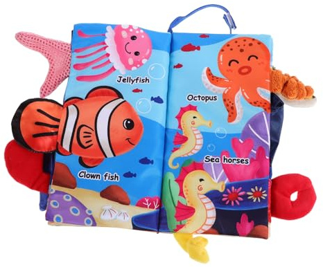 SUPVOX Libro de Tela para Bebés Libro Ilustrado Temático de Océano para Primera Infancia Juguete de Baño Texturas Arrugadas para Recién Nacidos
