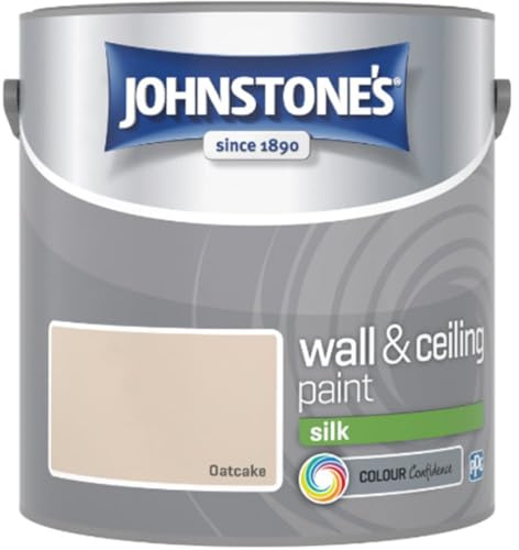 Oatcake Johnstone’s Wall & Ceiling Silk Paint 2.5L – Smooth Silk Finish, Excellent Coverage, Quick Dry, Low Odour Interior Paint for Walls & Ceilings