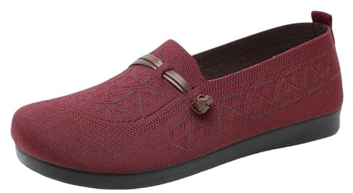 Mocasines para mujer, Zapatos Planos Slip-On Slip-On Zapatillas Transpirables Ligero Cómodo Zapatos de Caminar Suela Suave Zapatos Individuales Casual Pies Anchos Mocasines Zapatos Casual Para