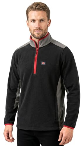 Lee Cooper Arbetskläder herr dragkedja hals termisk anti-piller fleece arbetströja tröja tröja topp med reflekterande detaljer, svart/grå, XL