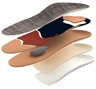 KINGMED Orthopädische Einlegesohlen für Ballen Hallux Valgus, Quergewölbestütze, karierter Wildlederstoff, Größe 44, Maße 29,4 cm