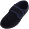 ABSOLUTE FOOTWEAR Mens Slip On Velour Style Checked Slipper with Touch and Close Fastening - Navy - UK 8 / EU 42