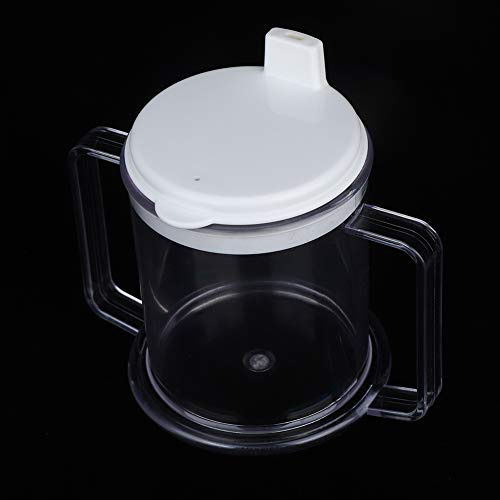 Plastmugg med 2 Handtag med 2 Lock, Dubbelhandtagsmugg Lätt Vattendrickskopp för Varma och Kalla Drycker, Sippy Cup för Vuxna