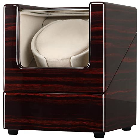 CHIYODA Single Watch Winder 5 Modes Piano Wood Box w/Open Lid Stop Function