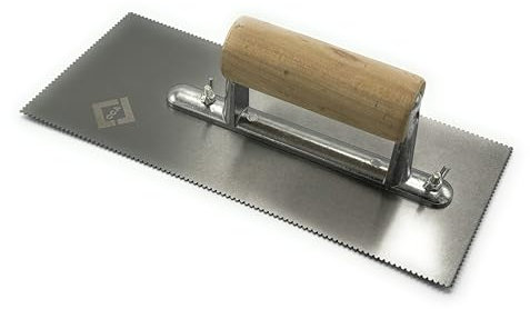 CCA A2 Adhesive V notch trowel complete with hardwood handle. For spreading pressure sensitive adhesive beads evenly.