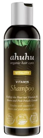 ahuhu VITALITY Vitamin Shampoo (200 ml) – Pflegeshampoo Für Volumen und Glanz mit Vitaminen, Hyaluron und Biotin, Für Normales, Kraftloses und Stumpfes Haar, Für Damen & Herren