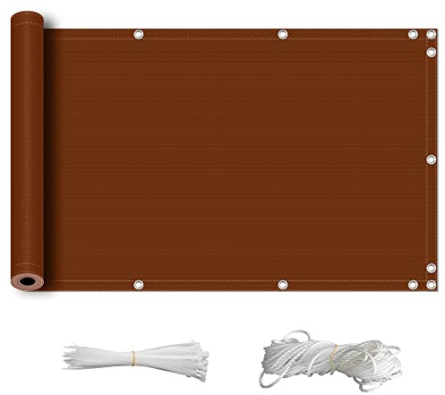 ZQXFZ Copri Ringhiera Balcone 60x400cm con Corda e Fascette Impermeabile 160g/㎡ Protezione della Privacy Facile da Montare Copertura per Balcone Idrorepellente -Rosso Ruggine.